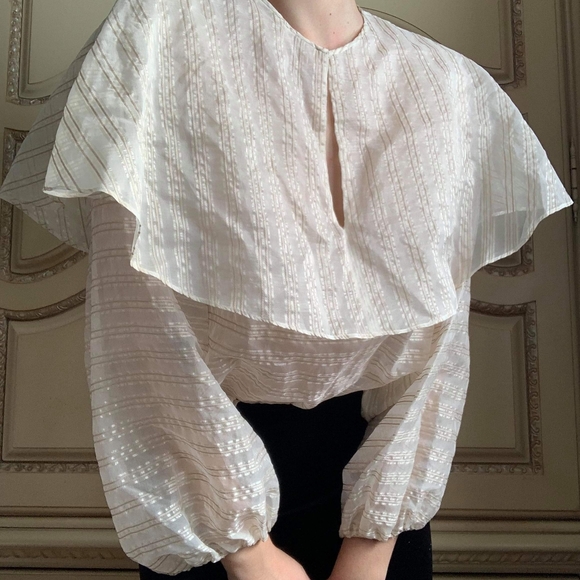 MASSIMO DUTTI Blouse with Billowy Collar - Picture 1 of 4
